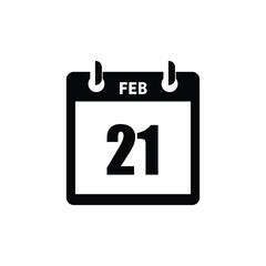 Fototapeta premium calender icon, 21 february icon with white background
