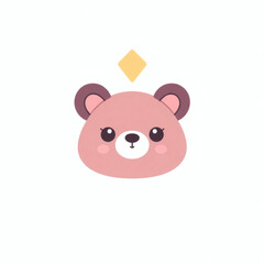 Fototapeta premium Cute cartoon bear face illustration with round shape and friendly expression suitable for children's products