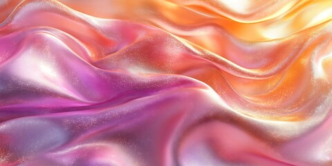 Obraz premium Shimmering silk fabric, flowing waves, pastel colors, soft light, background texture