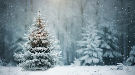 Obraz premium snow live christmas tree