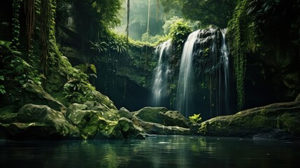 lush green waterfall
