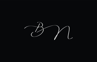 A minimal yet stylish depiction of white cursive lettering forming BN on a dark background, symbolizing elegance and simplicity.