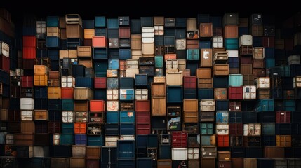 stacked large group of boxes