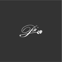 Initial PI art illustration flower design creative