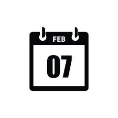 calender icon, 07 february icon with white background