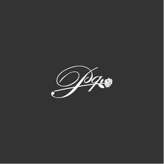 Initial PQ art illustration flower design creative