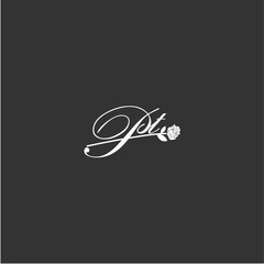 Initial PT art illustration flower design creative