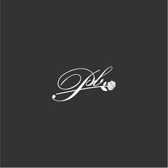 Initial PB art illustration flower design creative
