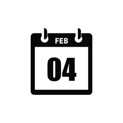 calender icon, 04 february icon with white background