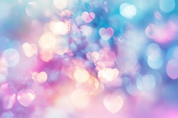 Fototapeta premium Pastel Pink and Blue Heart Bokeh Background