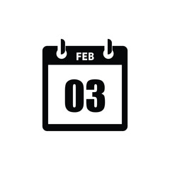 calender icon, 03 february icon with white background