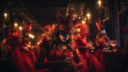 Fototapeta premium friends red masquerade