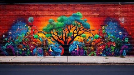 colorful brick wall back