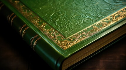Fototapeta premium cover green leather book