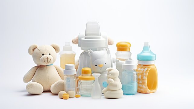 bib baby bottle white background