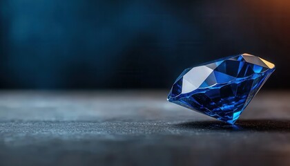 A brilliant blue diamond glistens against a dark background, showcasing its intricate facets and captivating color.