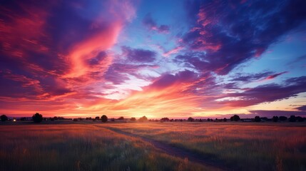 Obraz premium colors blue sky green grass