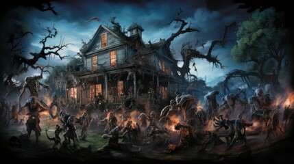 Fototapeta premium ghouls haunted house monsters