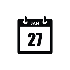 calender icon, 27 january icon with white background