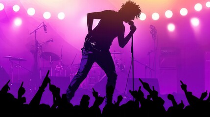 Energetic Singer Performing on Stage Before Excited Crowd