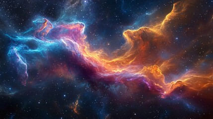 Fototapeta premium Celestial Nebula Cosmic Cloudscape Swirling Colors