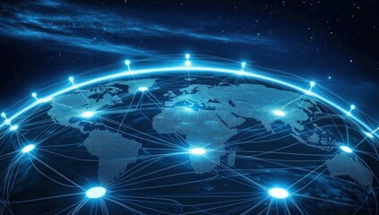 Fototapeta premium Global Network Connectivity: A Digital World Map