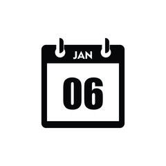 calender icon, 06 january icon with white background