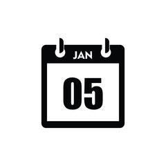 calender icon, 05 january icon with white background