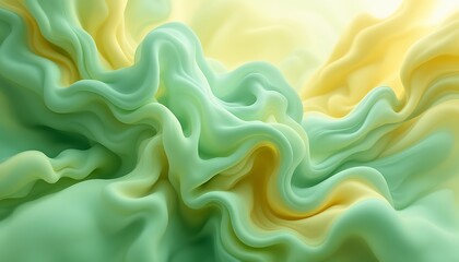 Obraz premium Abstract pastel green and yellow swirls, background texture, design element