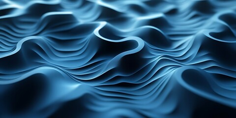 Fototapeta premium Abstract blue waves, 3D render, digital art, background