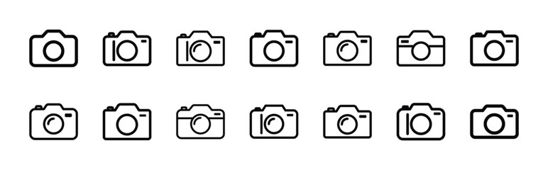 Set of camera icon symbol vector on white background.