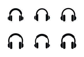 Set of headphone icon symbol vector on white background.