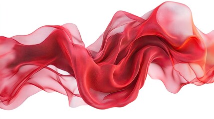 Fototapeta premium Luxurious red silk fabric elegantly flowing over a transparent background. --ar 16:9 --style raw --stylize 250 --v 6.1 Job ID: baafeedd-0196-4ee1-ab12-48a768068