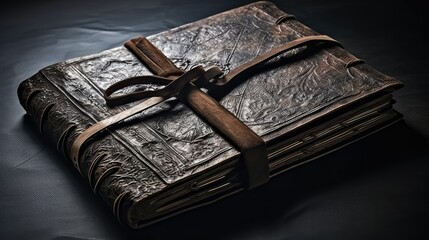 worn leather book cover