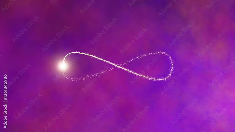 Canvas Prints violet blurred cosmos cloud with golden infinite symbol loop animation. concept infinity.