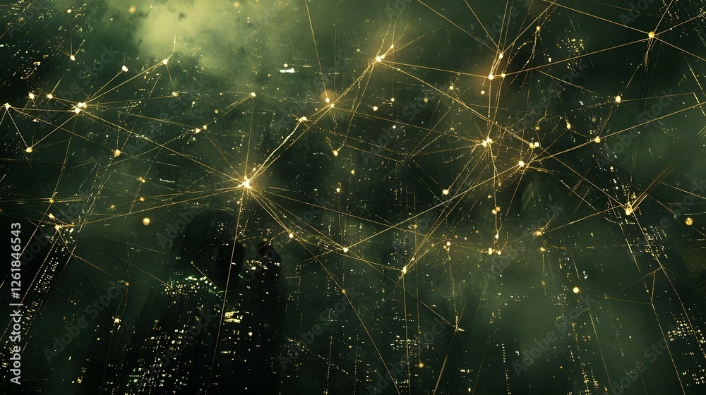 Poster digital representation of a city s network connections viewed from the sky intricate pattern of ligh