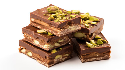 Chocolate bars isolated on white background. Dubai chocolate.