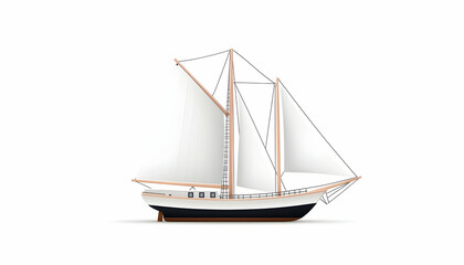 Obraz premium Sailing boat isolated on white background. Use for nautical themes designs. Generative AI