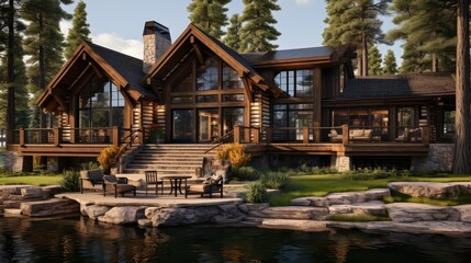 Fototapeta premium cabin luxury house exterior