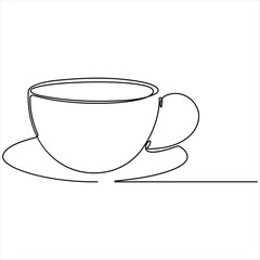 Continuous single line drawing a cup of coffee or tea Coffee single line art drawing sketch vector illustration