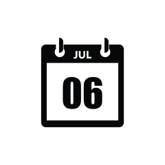 calender icon, 06 july icon with white background