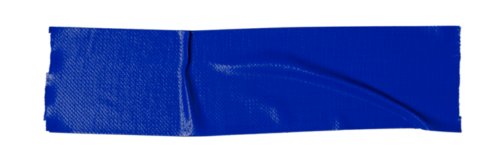 Blue adhesive sticky tapes cutout in transparent background.