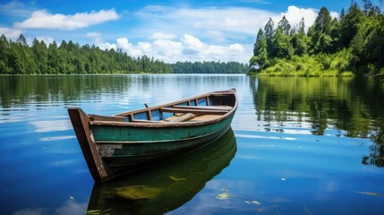 Obraz premium lake wooden boat