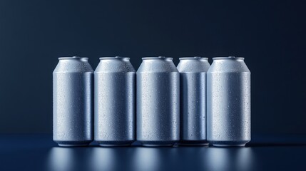 Group of Aluminum Beverage Cans on Dark Surface