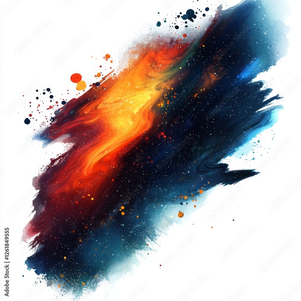 Wall mural vibrant cosmic nebula with fiery oranges and deep blues in abstract artistic design