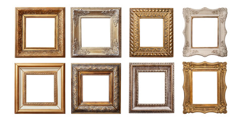 Vintage Ornate Frames Collection for Artistic Display and Decoration, isolated on transparent background
