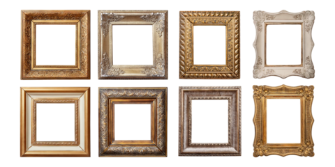 Vintage Ornate Frames Collection for Artistic Display and Decoration, isolated on transparent background