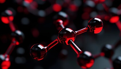 Red & Black Molecular Structure in Dark Background