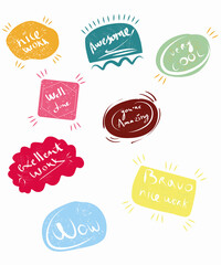 The stickers are good work, well done,simple stickers in a flat illustration on a white background