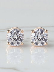 Sparkling round diamond earrings display, for fashion ads or jewelry promotion. Generative AI